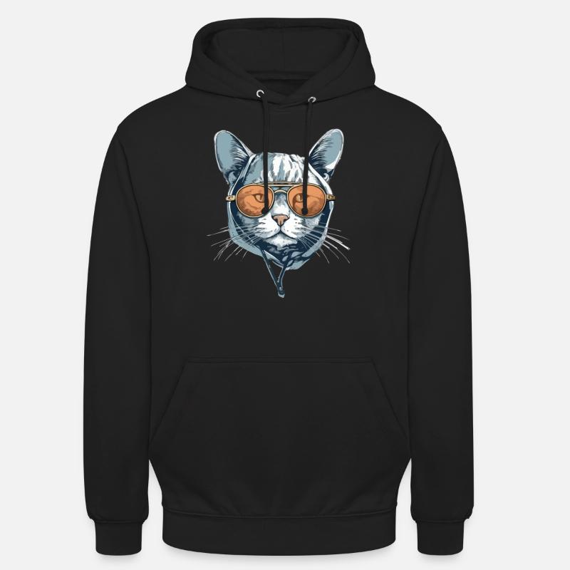 Die Katze mit Brille - Unisex Hoodie - Schwarz