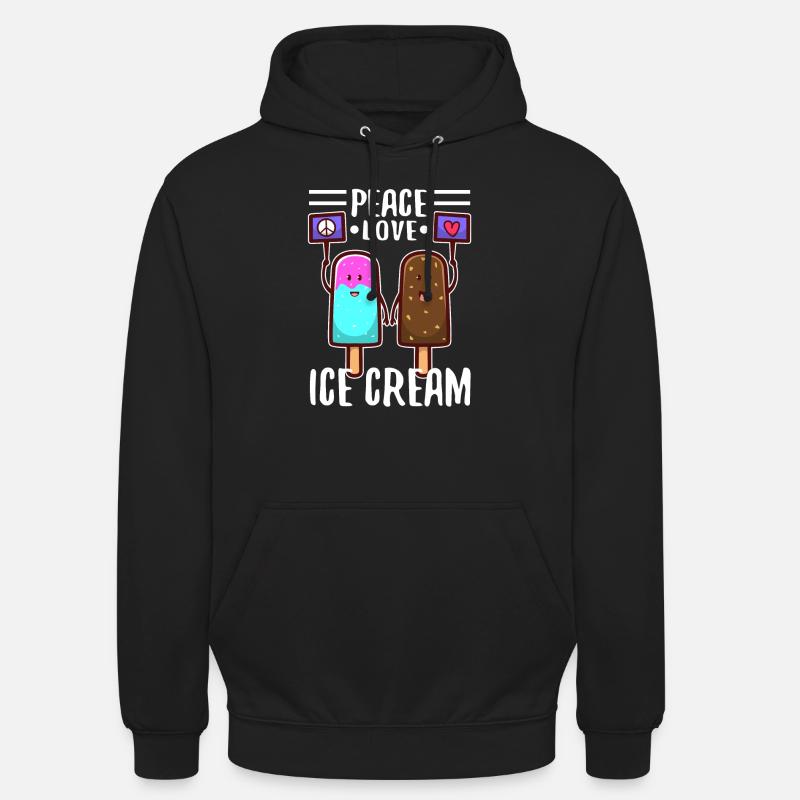 Crème glacée Peace Love - Sweat-shirt à capuche unisexe - noir