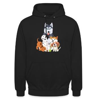 Funny Hunde Team - Unisex Hoodie - Schwarz - Vorne - Alina (178cm) & Michal (187cm)