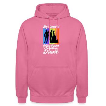 Mon ami se marie, je me saoule - Sweat-shirt à capuche unisexe - rose - Devant - Alina (178cm) & Michal (187cm)