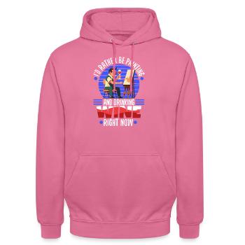 I'd rather be painting - Unisex Hoodie - Pink - Vorne - Alina (178cm) & Michal (187cm)