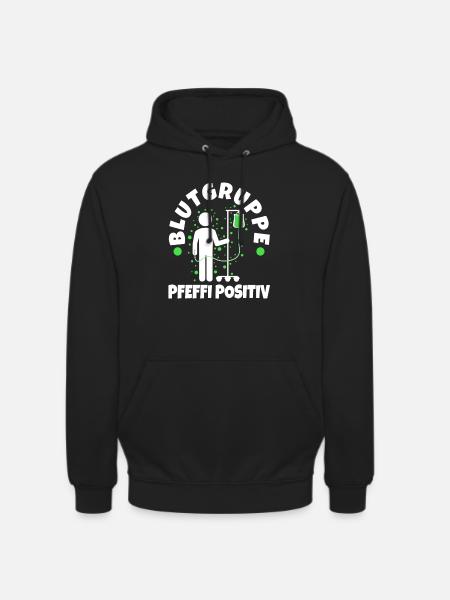 Blutgruppe Pfeffi Positiv - Unisex Hoodie - Schwarz
