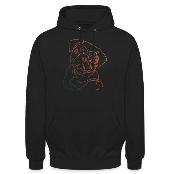 BUNTER LINEARER MOPS - Unisex Hoodie - Schwarz - Vorne - Alina (178cm) & Michal (187cm)