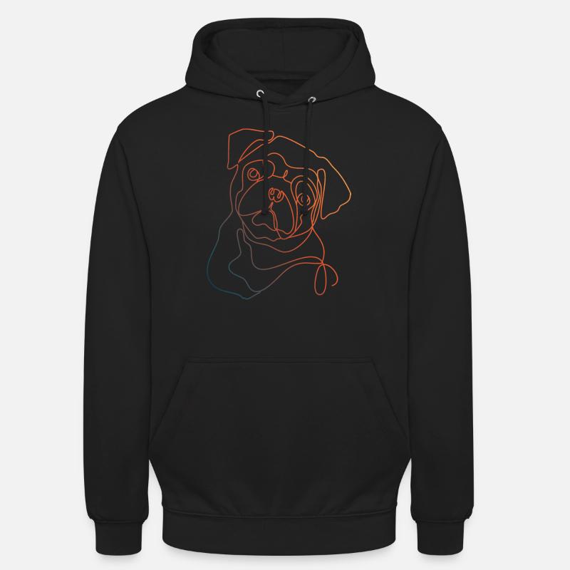 COLORFUL LINEAR PUG - Unisex Hoodie - black