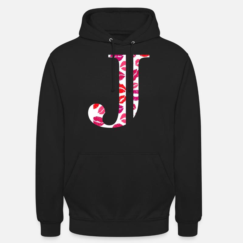 Lettera j baci - Felpa con cappuccio unisex - nero