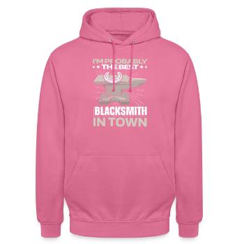 Schmied Metallbauer Amboss - Unisex Hoodie - Pink - Vorne - Alina (178cm) & Michal (187cm)