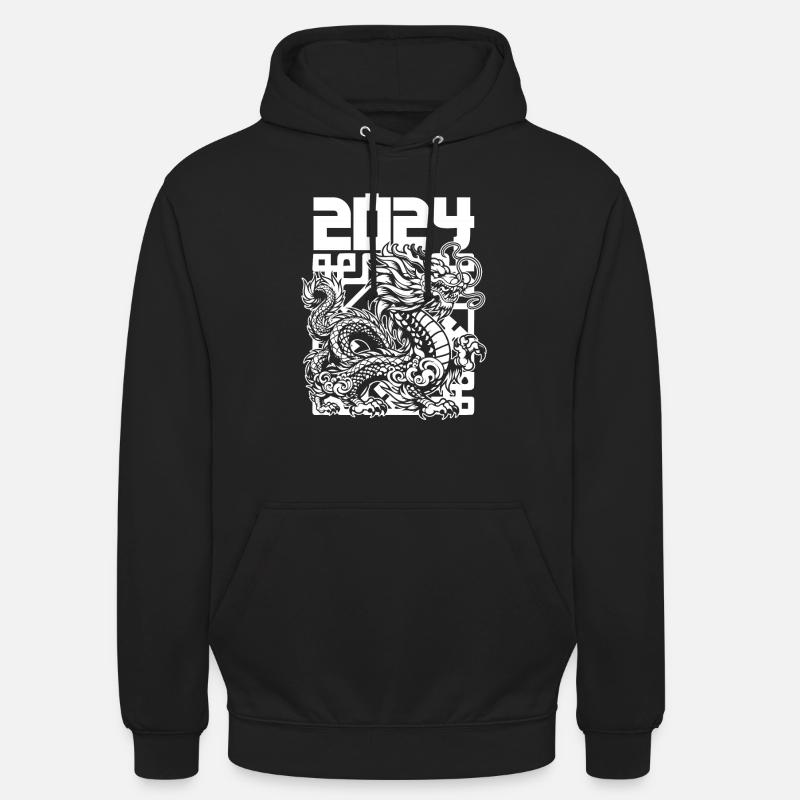 Année du Dragon 2024 - Sweat-shirt à capuche unisexe - noir