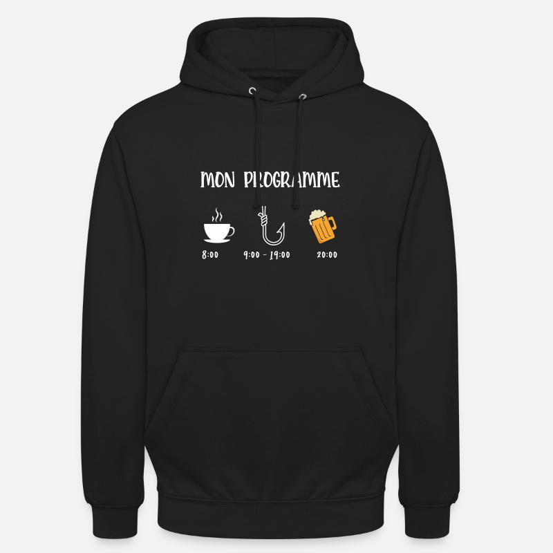 mon programme pêche - Sweat-shirt à capuche unisexe - noir