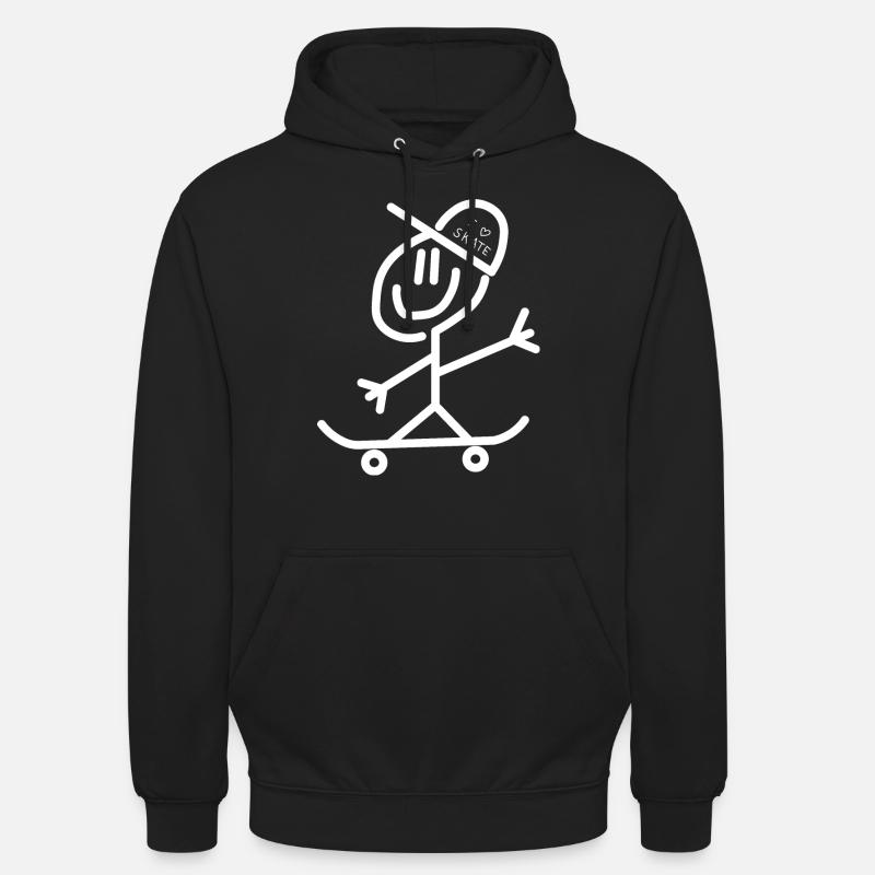 Skateboard Strichmännchen - Unisex Hoodie - Schwarz