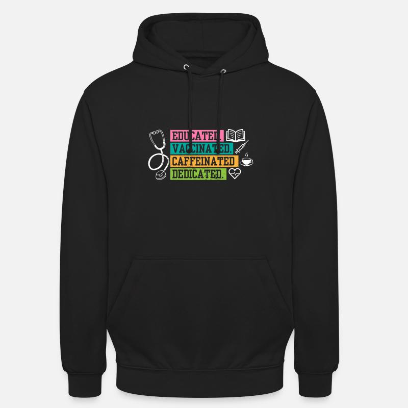 Caffeine Lover Educated Vaccinated Caffeinated - Unisex Hoodie - black