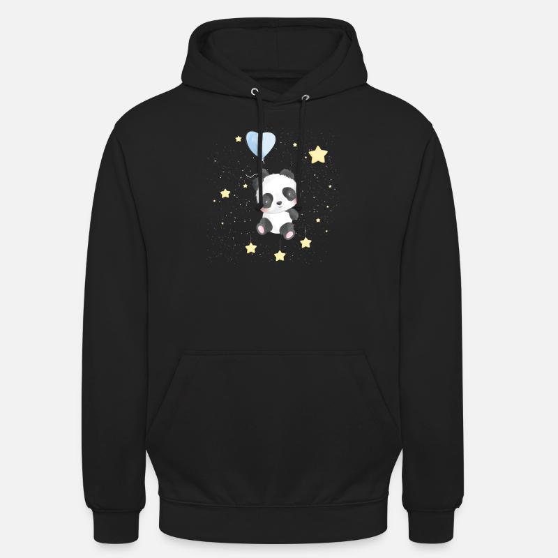 Space Panda mit Sternen - Unisex Hoodie - Schwarz