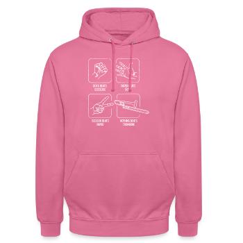 Scissors Rock Paper Nothing beats the Trombone - Unisex Hoodie - Pink - Vorne - Alina (178cm) & Michal (187cm)