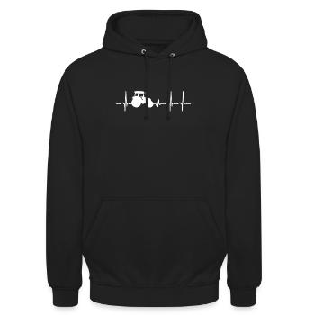Traktor Herzschlag EKG - Unisex Hoodie - Schwarz - Vorne - Alina (178cm) & Michal (187cm)