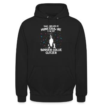 BORDER COLLIE Glitzer - Unisex Hoodie - Schwarz - Vorne - Alina (178cm) & Michal (187cm)