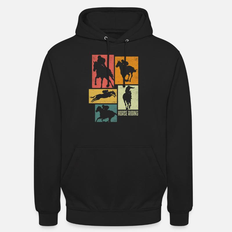 Équitation Équitation Équestre Silhouettes - Sweat-shirt à capuche unisexe - noir