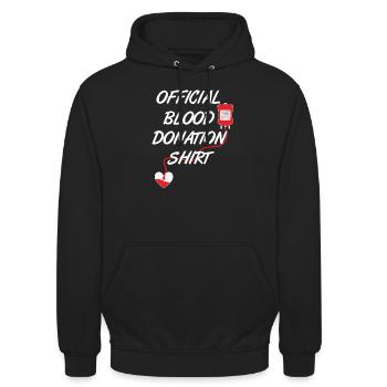 Offizielles Blutspende Shirt Spruch - Unisex Hoodie - Schwarz - Vorne - Alina (178cm) & Michal (187cm)