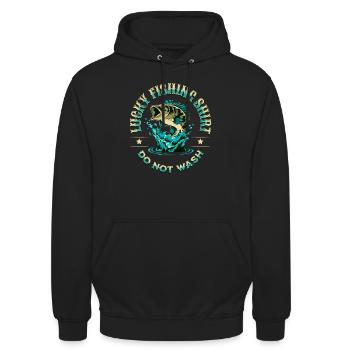 Chemise de pêche chanceuse Ne pas laver - Sweat-shirt à capuche unisexe - noir - Devant - Alina (178cm) & Michal (187cm)