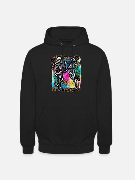 Halloween Skeletons Dancing Tie Dye - Unisex Hoodie - black