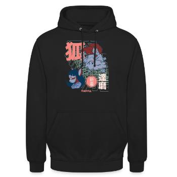 Anime Asie Manga - Sweat-shirt à capuche unisexe - noir - Devant - Alina (178cm) & Michal (187cm)