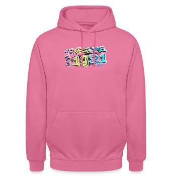 Awesome since 1981 Graffiti Motiv - Unisex Hoodie - Pink - Vorne - Alina (178cm) & Michal (187cm)