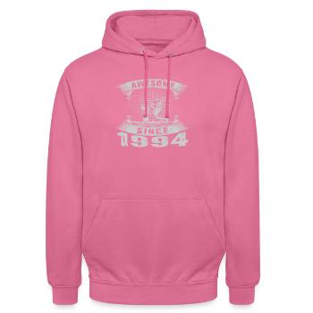 Awesome since 1994. Angel, Angler's birthday - Unisex Hoodie - pink - Front - Alina (178cm) & Michal (187cm)