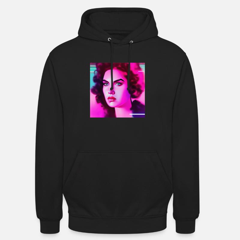 Retrowave Synthwave 80s Character Design - Unisex Hoodie - Schwarz