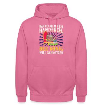 Königliches Schwitzen Sauna Lustig - Unisex Hoodie - Pink - Vorne - Alina (178cm) & Michal (187cm)