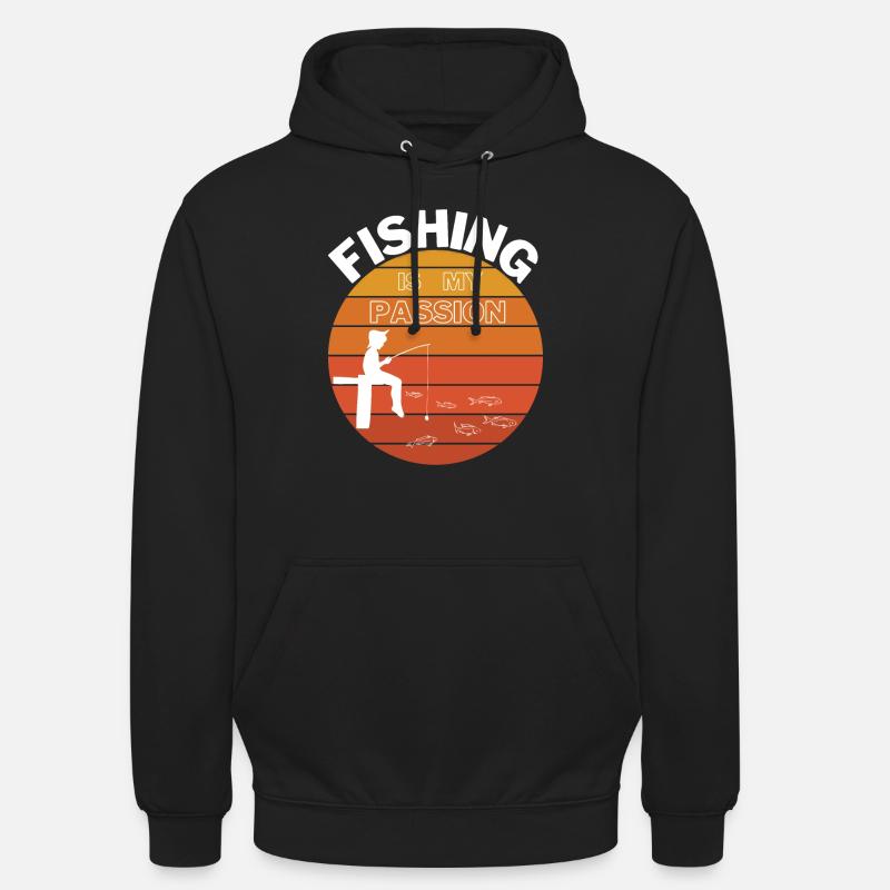 Passion de la pêche - Sweat-shirt à capuche unisexe - noir