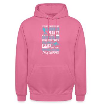 Lustiges Schwimmen Schwimmer - Unisex Hoodie - Pink - Vorne - Alina (178cm) & Michal (187cm)