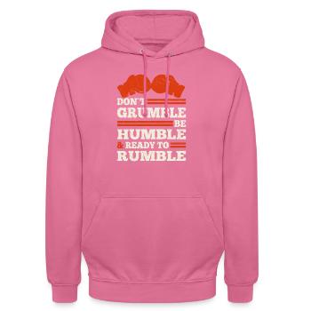Boxer Ne grognez pas Soyez humble Prêt à gronder - Sweat-shirt à capuche unisexe - rose - Devant - Alina (178cm) & Michal (187cm)