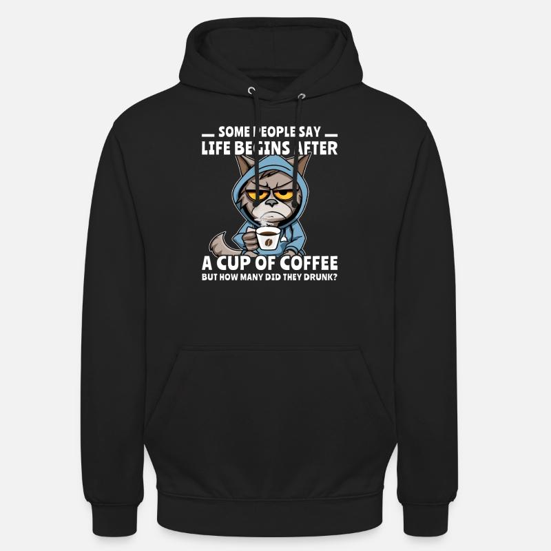 Kaffee Katze Kaffeetrinker - Unisex Hoodie - Schwarz