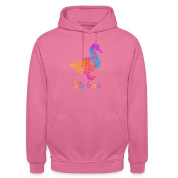 Silly Goose On The Loose Funny Goose Meme - Sweat-shirt à capuche unisexe - rose - Devant - Alina (178cm) & Michal (187cm)