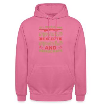 ALLE MENSCHEN SIND GLEICH GEBOREN, AUSSER REPUBLIKANERN UND - Unisex Hoodie - Pink - Vorne - Alina (178cm) & Michal (187cm)