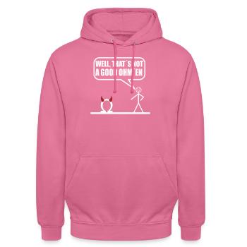 Lustiges Strichmännchen kein gutes omen - Unisex Hoodie - Pink - Vorne - Alina (178cm) & Michal (187cm)