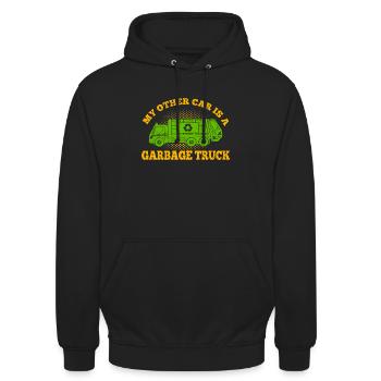 My Car Is A Garbage Truck Dumpster Trash Truck - Unisex Hoodie - Schwarz - Vorne - Alina (178cm) & Michal (187cm)