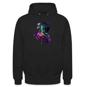 Outer Space Drippin Paint Art Fun Spaceman - Unisex Hoodie - Schwarz - Vorne - Alina (178cm) & Michal (187cm)