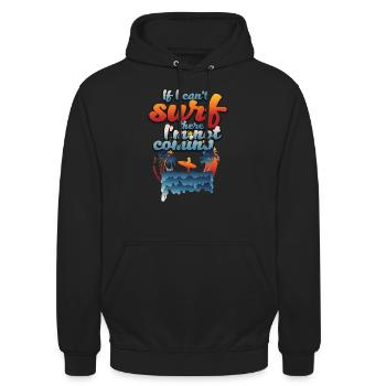 Vintage surfendes lustiges Surfer - Unisex Hoodie - Schwarz - Vorne - Alina (178cm) & Michal (187cm)