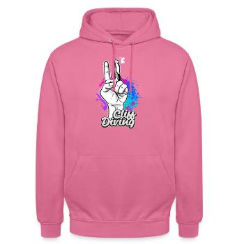 Bergsteiger Extremsportler Klippenspringen - Unisex Hoodie - Pink - Vorne - Alina (178cm) & Michal (187cm)