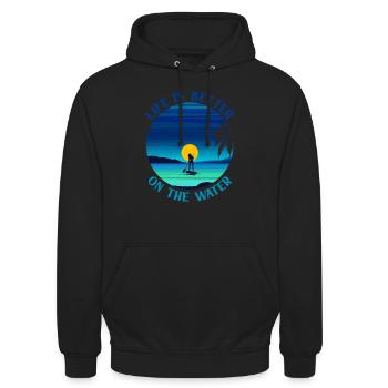 Wassersport Liebhaber Paddleboard SUP - Unisex Hoodie - Schwarz - Vorne - Alina (178cm) & Michal (187cm)
