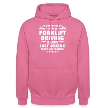 Staplerfahrer Stapler - Unisex Hoodie - Pink - Vorne - Alina (178cm) & Michal (187cm)
