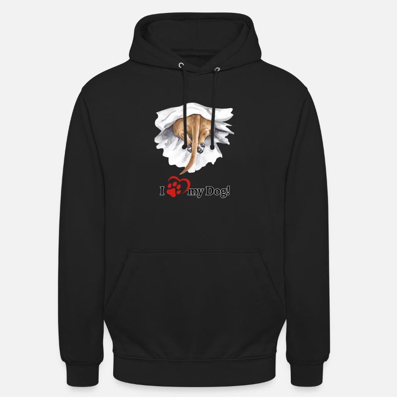 J’aime mon chien - teckel - Sweat-shirt à capuche unisexe - noir