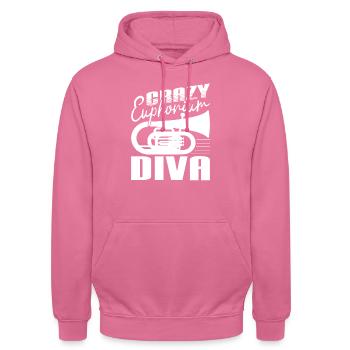 Crazy Euphorium Diva Baritone Bass Player Gifts - Unisex Hoodie - pink - Front - Alina (178cm) & Michal (187cm)