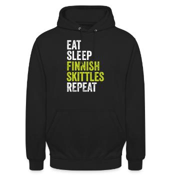 Eat Sleep Finnish Skittle Repeat - Finnish Skittle - Sweat-shirt à capuche unisexe - noir - Devant - Alina (178cm) & Michal (187cm)