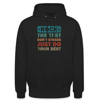 rock the test don't stress just do your best - Sweat-shirt à capuche unisexe - noir - Devant - Alina (178cm) & Michal (187cm)