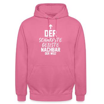 Einzug Umzug Nachbarn Nachbar - Unisex Hoodie - Pink - Vorne - Alina (178cm) & Michal (187cm)