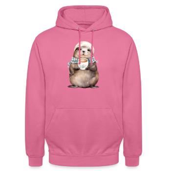 Sealing with coffee watercolor style - Unisex Hoodie - pink - Front - Alina (178cm) & Michal (187cm)