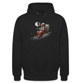 Astronaut auf dem Mond - Unisex Hoodie - Schwarz - Vorne - Alina (178cm) & Michal (187cm)