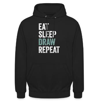 Essen, Schlafen, Zeichnen, Zeichnen, Zeichnen, Zeichnen, Zeichnen - Unisex Hoodie - Schwarz - Vorne - Alina (178cm) & Michal (187cm)