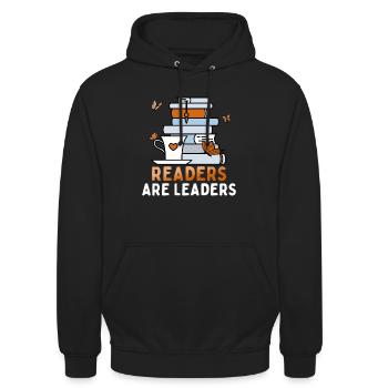 Readers Are Leaders Bookworm National Book Day - Unisex Hoodie - Schwarz - Vorne - Alina (178cm) & Michal (187cm)