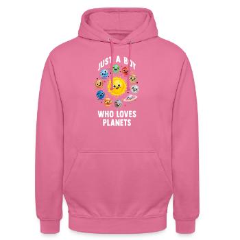 Juste un garçon qui aime les planètes du système solaire - Sweat-shirt à capuche unisexe - rose - Devant - Alina (178cm) & Michal (187cm)